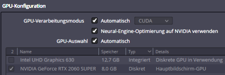 GPU Auswahl