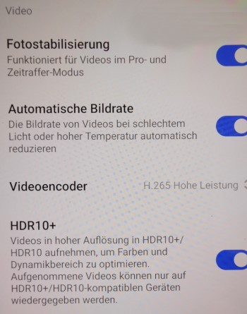 Videoeinstellung